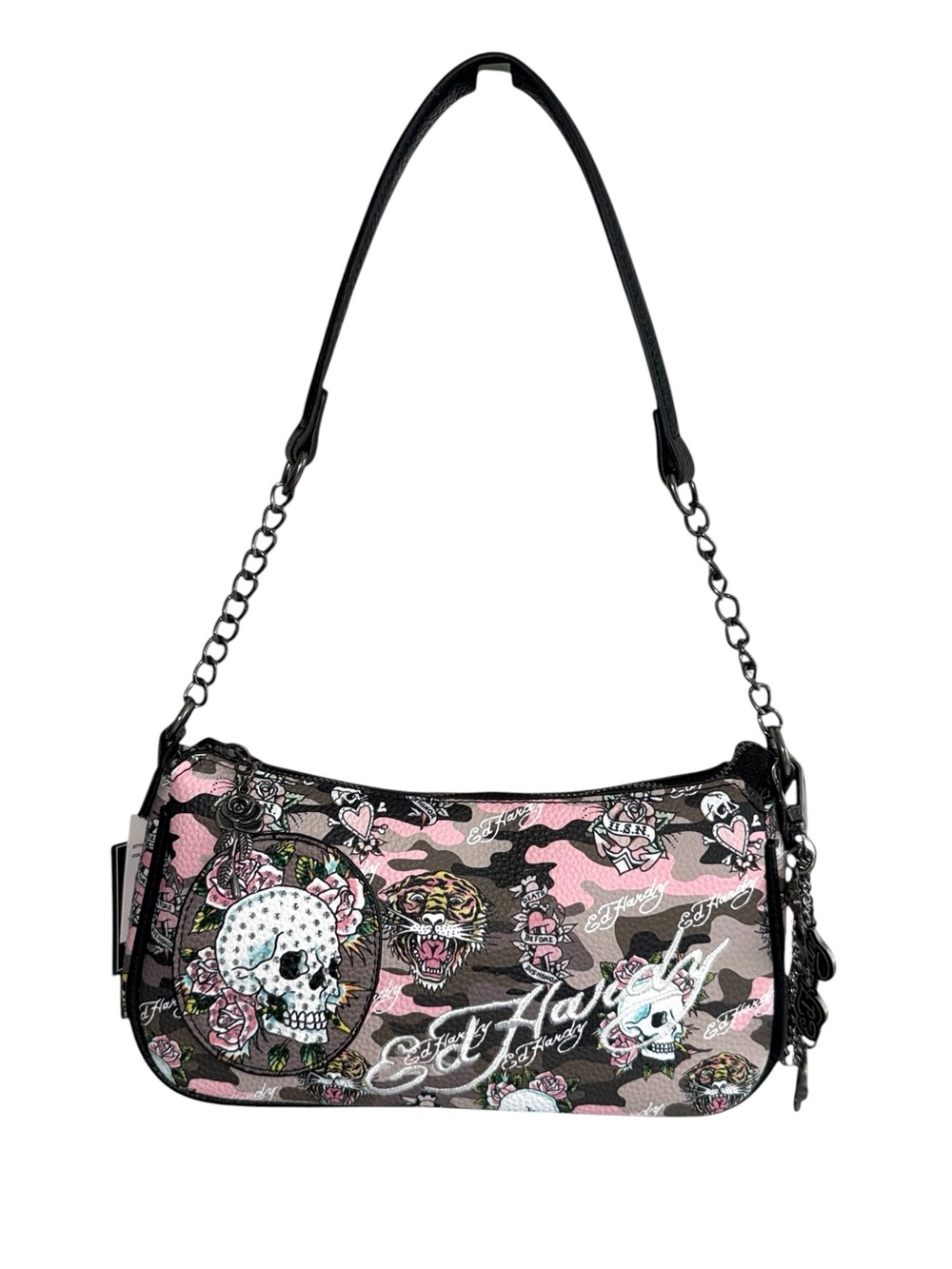 Ed Hardy Pink Camo Tattoo-Print Shoulder Bag